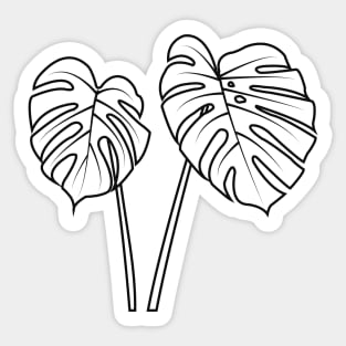 Monstera Leaf - Illustration - Lineart - Black Outline Sticker